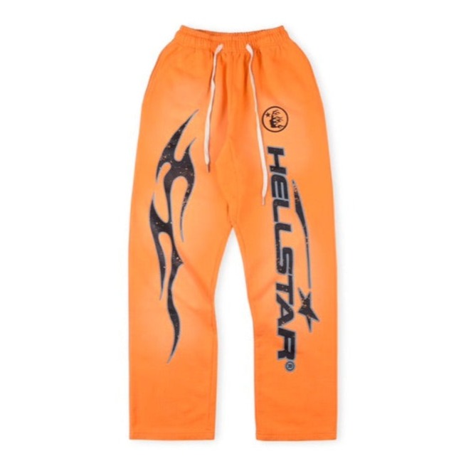 Hellstar Flame Flare Sweatpants Orange New