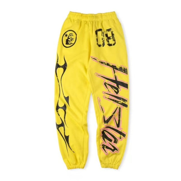 Hellstar Flame Flare Sweatpants Yellow New